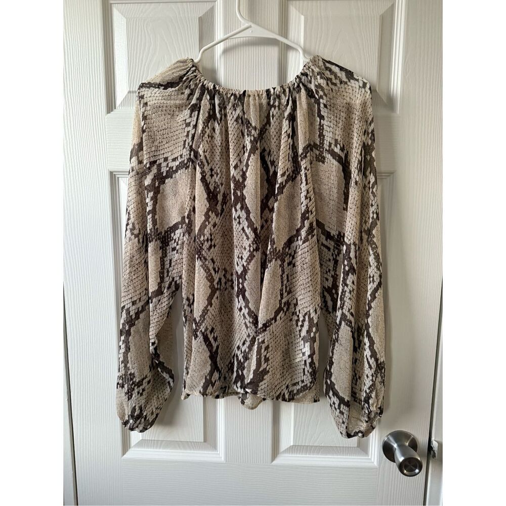 H&M Small Sheer Oversized Blouse Old Money Sheer Layering Reptile
